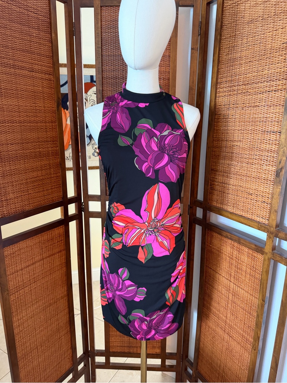 Trina Turk Reputation Floral Print Jersey Sleeveless Dress, Multi medium